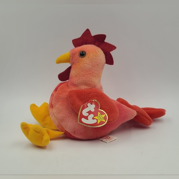 Ty Strut Rooster Farm Chicken Retired Beanie Baby Stuffed Animal Plush Toy 6" - Picture 1 of 4